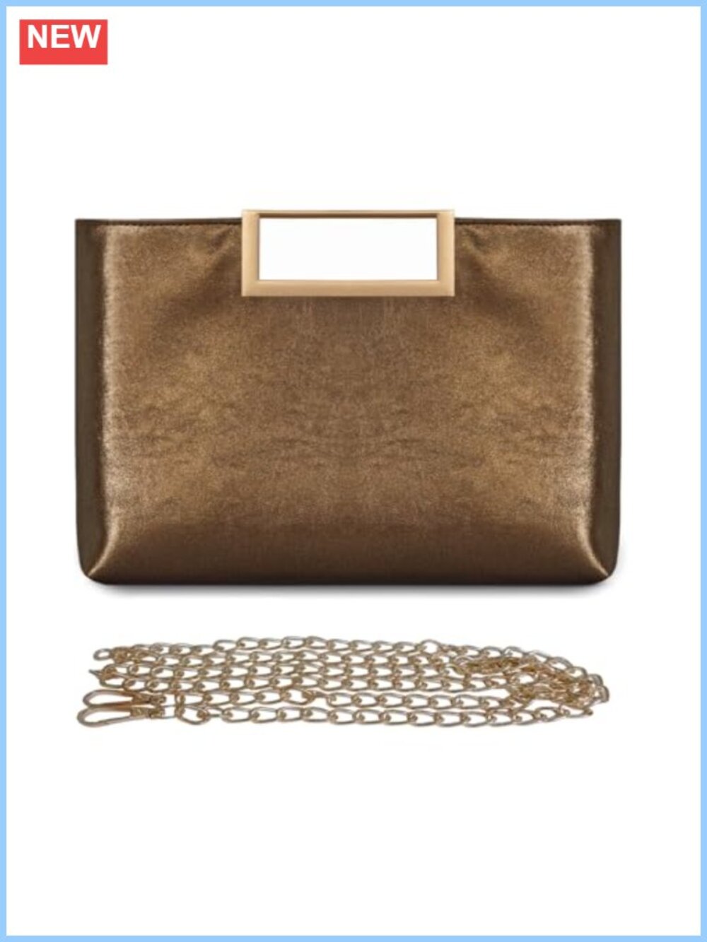 Oversized Shiny PU Leather Clutch Purse Chain Crossbody Bag Evening Handbag